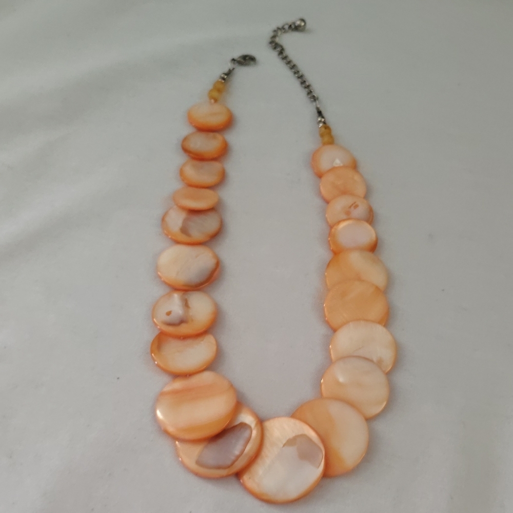 Orange Shell Disc Statement Necklace - image 6
